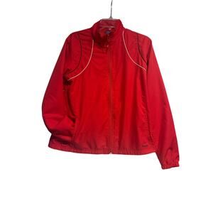 Reebok Women's L Full Zip Red Track Jacket, Sporty Athletic Performance Classic